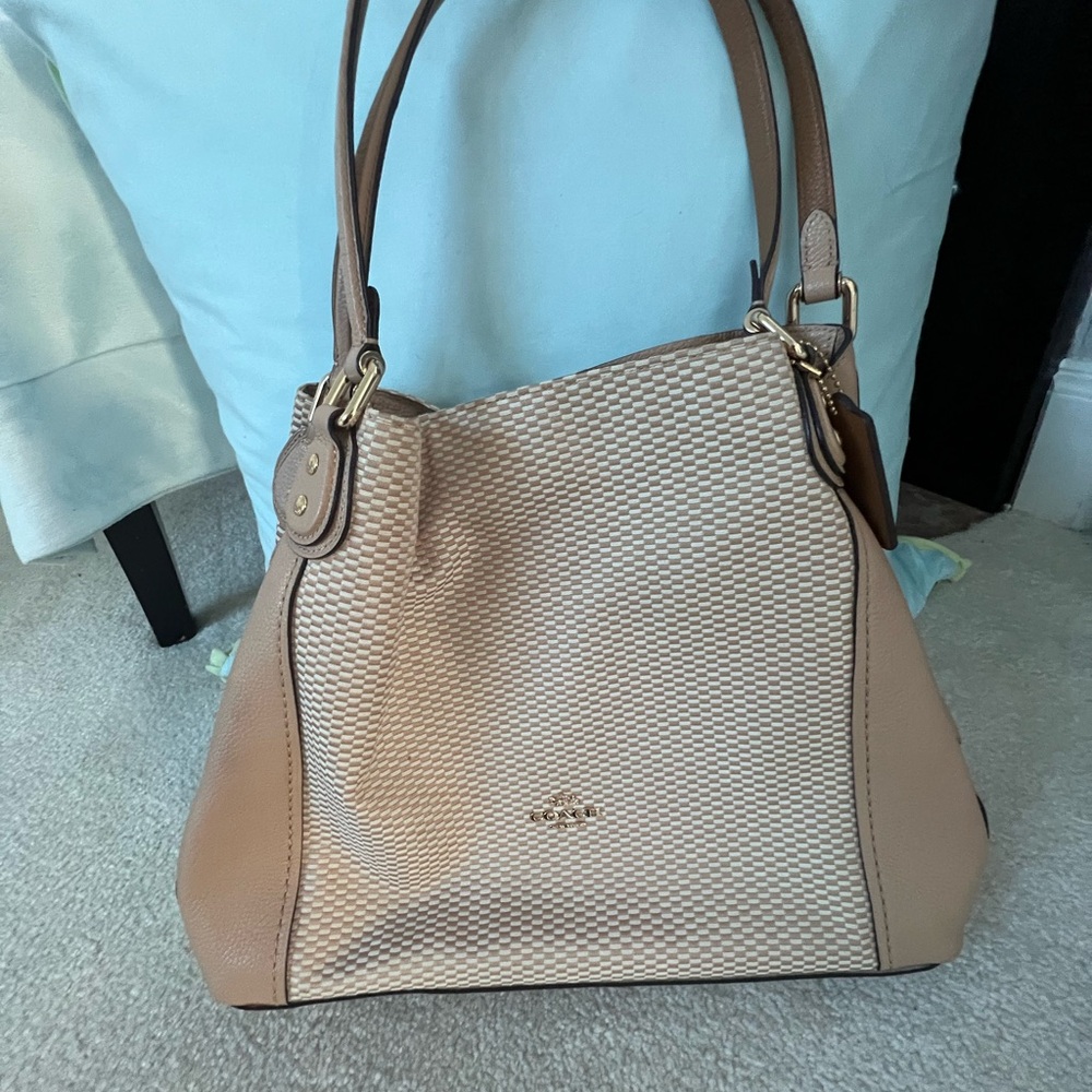 Authentic Coach Legacy Jacquard Edie 31 Medium Shoulder Bag  Beige